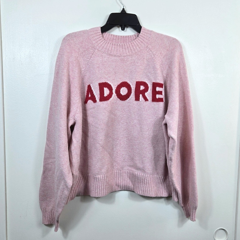 Old Navy Womens SoSoft Pink Adore Loose Crew-Neck Graphic Sweater XL Galenties